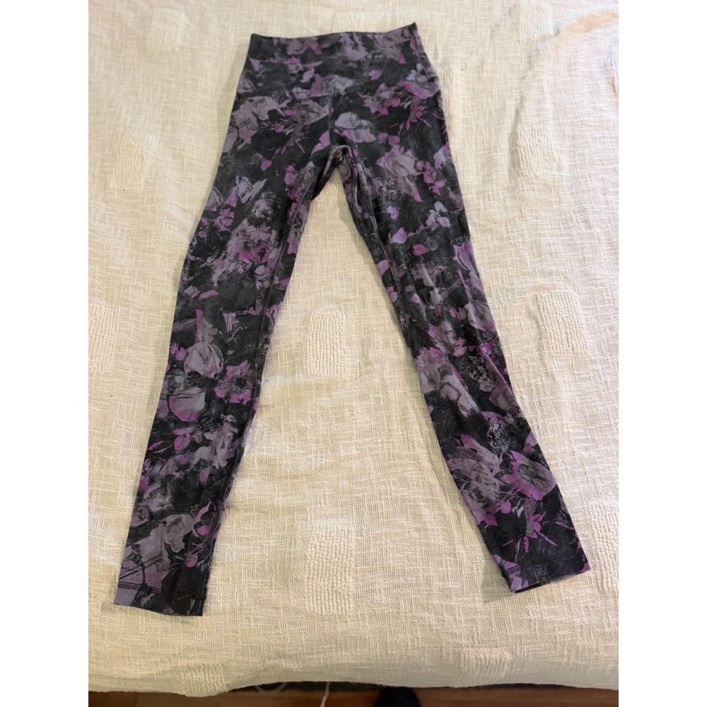 Lululemon Women's Align Pant Nulu LW5BYXS Black Purple Floral Size 4